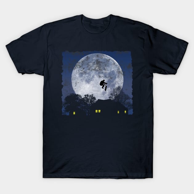 Skateboarding Freestyle - Blue Moon T-Shirt by MerlinArt